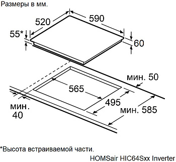Индукционная варочная панель HOMSair HIC64SWH Inverter