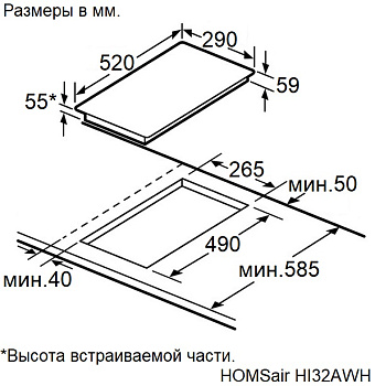 Индукционная варочная панель HOMSair HI32AWH