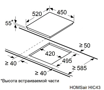 Индукционная варочная панель HOMSair HIC43BWH Inverter